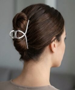 Silver Hollow Loop Metal Hair Claw Clip