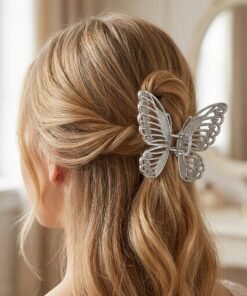 Silver Rhinestone Butterfly Metal Hair Claw Clip