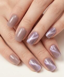 Cat-Eye Taupe and Lavender Press-On Nails