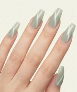 Cat-Eye Sage Green Press-On Nails
