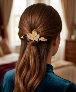 Gold Rhinestone Heart and Arrow Metal Hair Claw Clip