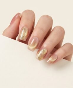 Cat-Eye Gold & Metallic Foil Flake Press-On Nails