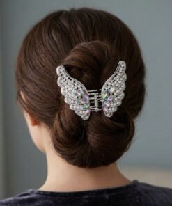 Silver Rhinestone Angel Wing Hair Claw Clip