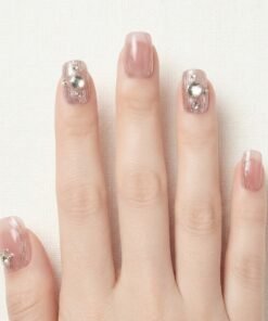 Cat-Eye Rose Gold Textured and Rhinestone Press-On Nails