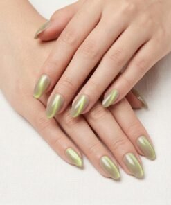 Cat-Eye Olive Green Press-On Nails