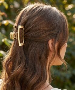 Minimalist Gold Rectangular Metal Hair Claw Clip