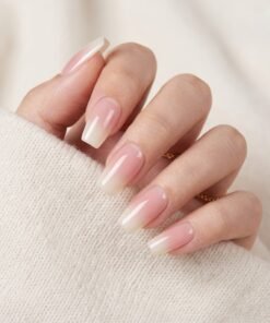 Cat-Eye Pink and White Ombre Gradient Press-On Nails