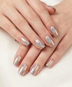 Cat-Eye Holographic Metallic Chrome Press-On Nails