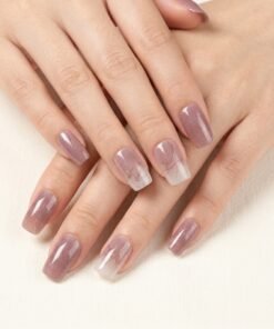 Cat-Eye Mauve Shimmer and Ombre Press-On Nails with Subtle Branch Line Art