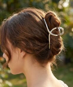 Silver Hollow Loop Metal Hair Claw Clip