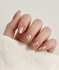 Cat-Eye Glittering Gold Press-On Nails