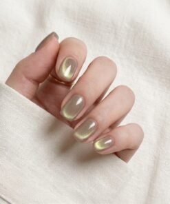 Cat-Eye Olive Green Press-On Nails