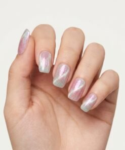 Cat-Eye Pink and Silver Holographic Press-On Nails