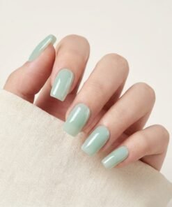 Cat-Eye Sage Green Glossy Press-On Nails