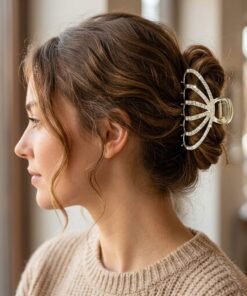 Gold Rhinestone Dome Metal Hair Claw Clip