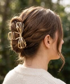 Elegant Gold Bow Hair Claw Clip
