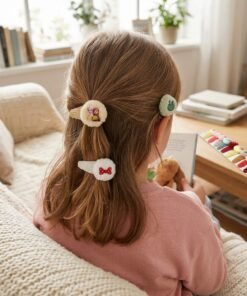 Fluffy Pom-Pom and Character Hair Clips Set of 10