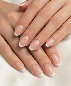 Classic French Tip Short Oval Press-On Nails (24 Nails in Pack)