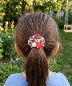 Cartoon Doll and Patterned Fabric Hair Scrunchies Set of 4