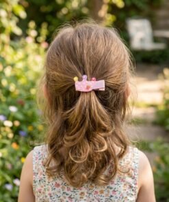 Crown and Peach Charm Hair Clips Set of 2
