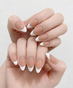 Classic French Tip Almond Press-On Nails (24 Nails in Pack)