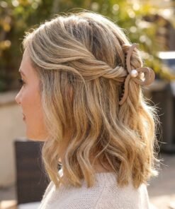 Matte Brown Pearl Accent Hair Claw Clip