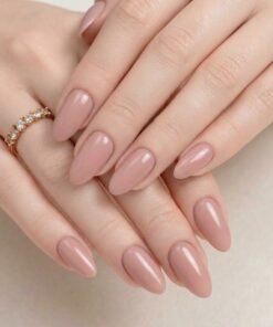 Glossy Nude Almond Press-On Nails (24 Nails in Pack)